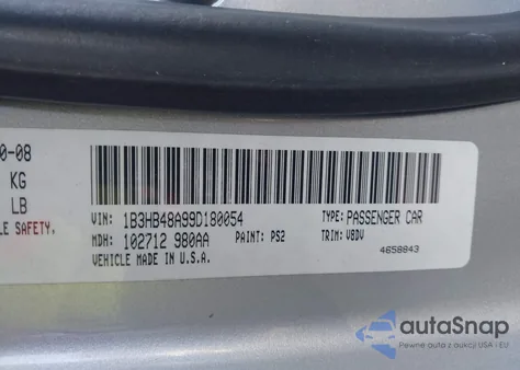 2009 Dodge Caliber Sxt from USA, damaged, VIN 1B3HB48A99D180054